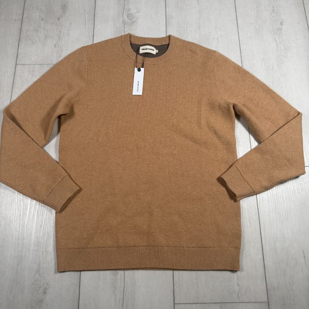 NWT Taylor Stitch Pullover Sweater Men's 40 Medium Beige Wool Minimalist Preppy